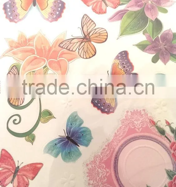 Elegant Lily & Butterfly Design Sticker, Classic Decorative Shinny Glitter Sticker photo-3