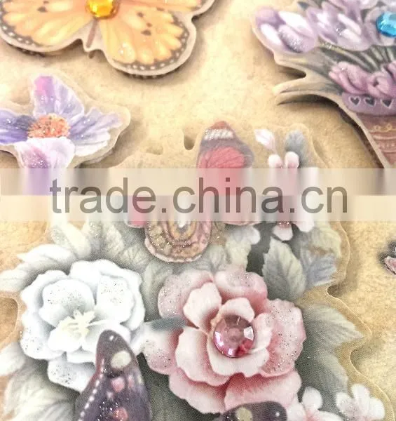 3D Elegant Lily & Sunflower & Butterfly Design Sticker, Decorative Glitter Sticker With Color Gems/Rhinestone photo-6