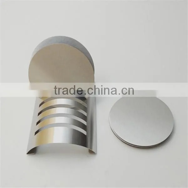 Custom Round Shaped Stainless Steel Cup Coaster Sets With Decorative Rack photo-3