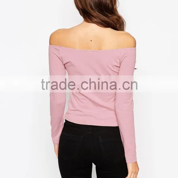 China Factory OEM ODM 2015 Customized Off Shoulder Top With Long Sleeves photo-2