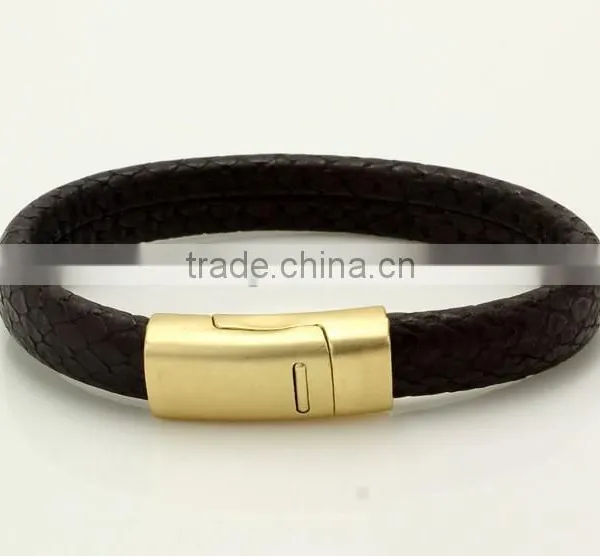 Mens Snake Leather Bracelets,PU Leather Bracelets,custom Logo Magnetic Bracelet photo-2