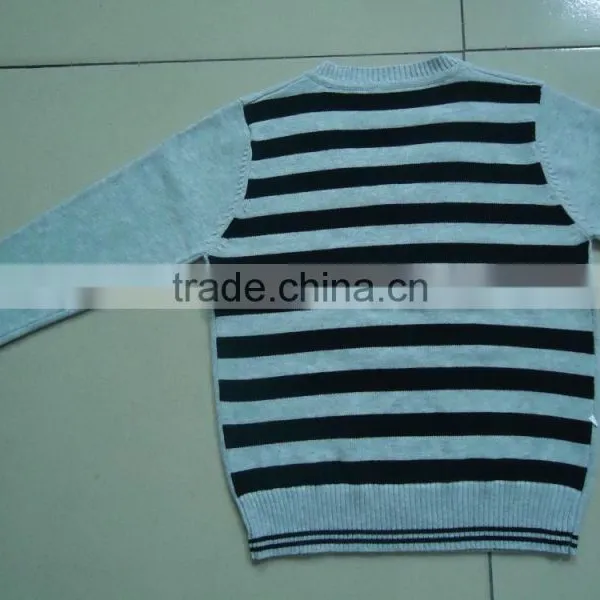V-neck Pure Cotton Knitting Back Stripe Boys Argyle Sweater photo-3
