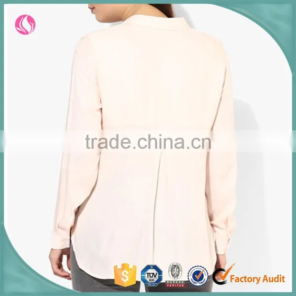 Woman Shirt Chiffon Breathable Pink Blouse Latest Shirt Designs For Women photo-2