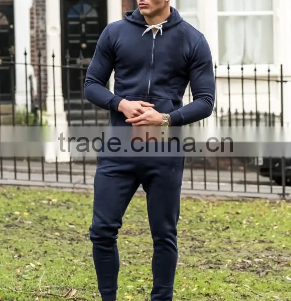 Latest Fleece Warm Tracksuit Full Zipped Navy Tracksuit photo-4