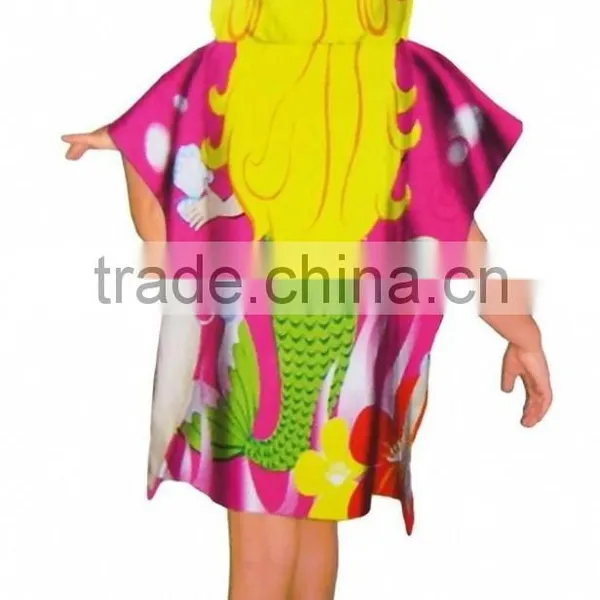 Adults and Childrens Hooded Poncho Beach Robe Towelling Velour Printing photo-5