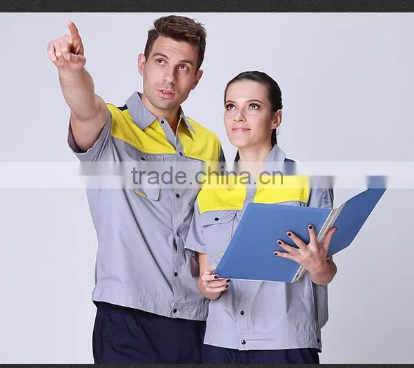 Juqian Mens Working Coverall Workwear Cotton Short Sleeve Summer Industrial Safey Work Uniforms photo-3
