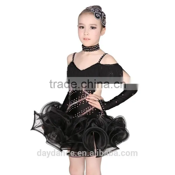 Children Ballroom Dance Wear Fringed Girls Competition Dance Dress photo-4