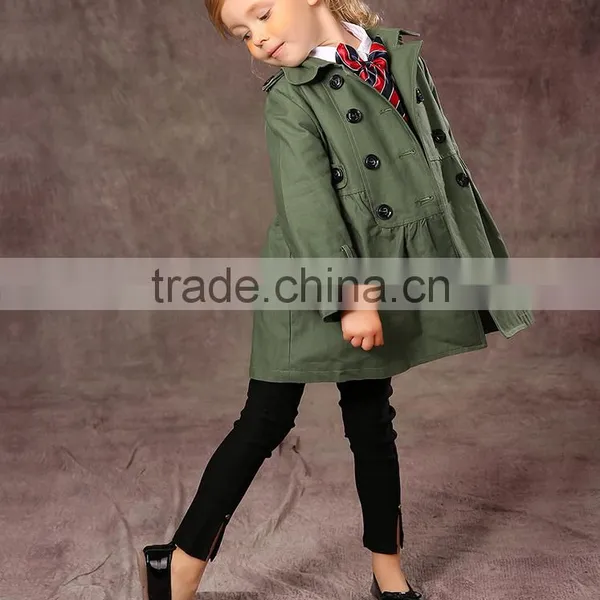 Latest Fashion Firls Clothing Double Buckle Long Sleeve Girls Trench Coat photo-5