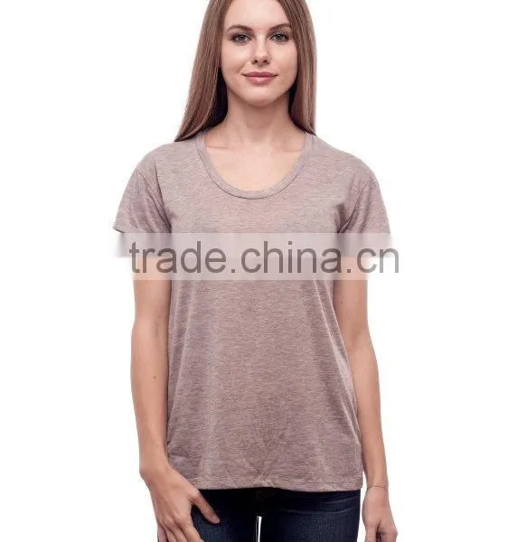 Wholesale Fashion Womens Lastest Design T-Shirt,Custom Casual Pure Color Plain T-shirt For Women photo-2