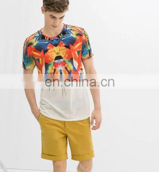 New Arrival Custom Design Parrot Print Short Sleeve t Shirts for Men