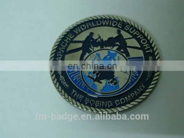 China Factory OEM Double Side 3D Challenge Coin, 3D Silver Airplane Challenge Coin, Collection Coin Brass Stamped Soft Enamel photo-2