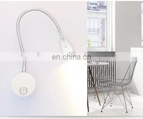 Colourful Light Head 1w 110v 220v Swing Arm Desk Lamp Hot Sell Flexible Hose Bed Lamp Decorative Led Reading Lamp photo-2