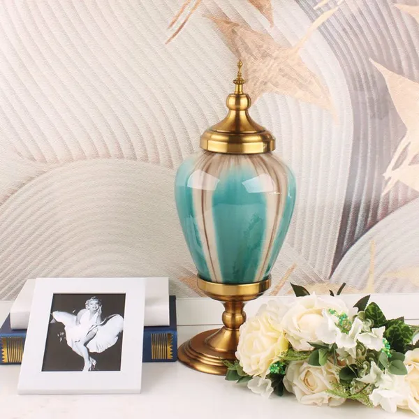 Light Luxury Retro Fashion Green Crack Large Ceramic Vase For Coffee Shop Decor photo-4