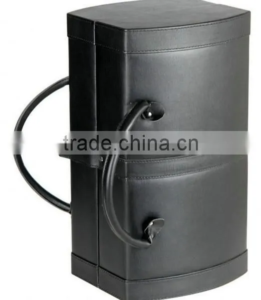 Double Bottle Travel Wine Carrier, Black Leather Wine Bottle Case,travel Leather Wine Case photo-2