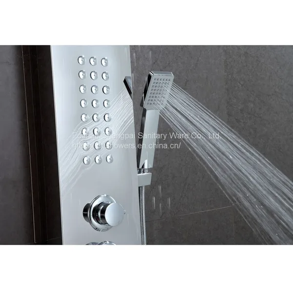 Shower Panel Shower Tower With Rainfall Body Jet Hanheld Shower Head Bathroom Shower System in Polished Stainless Steel photo-3