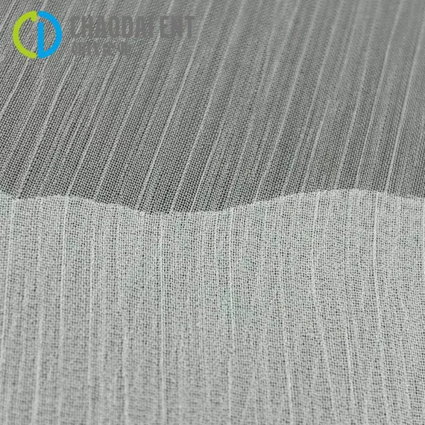 Sheer Soft White Dyeing 100%RPET White Chiffon Fabric for Clothing Dress photo-2