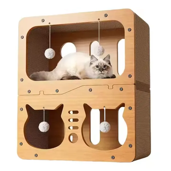 MEOW LOVE New Pet Toys Corrugated Paper Material Wear Resistant Cat Scratch Board Double Storey Cat House Pet Products photo-5