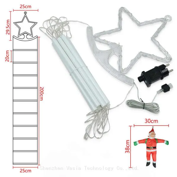 Long-Length 10ft Santa Climbing LED Ladder Lights - Waterproof for Outdoor Garden & Holiday Street Decor photo-5