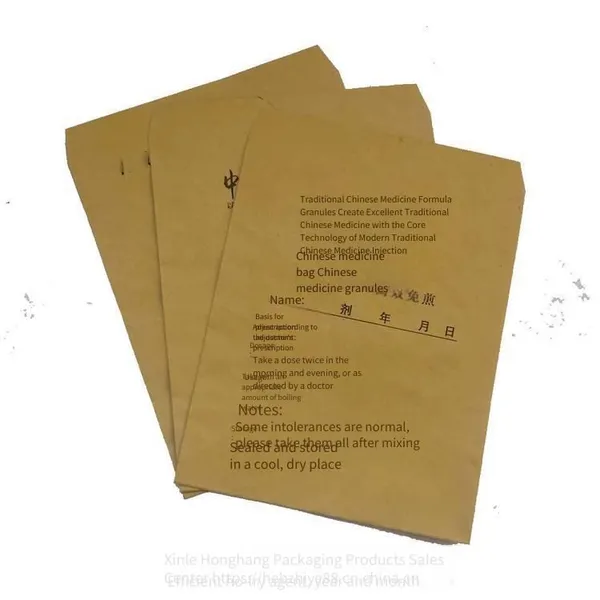 Customized Chinese Herbal Medicine Paper Bags Made of Kraft Paper, Wholesale of Square-bottomed Envelope-shaped Chinese Herbal Medicine Packaging Bags