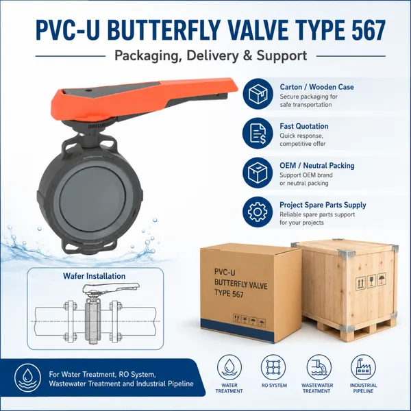 PVC-U Wafer Butterfly Valve Type 567 With Hand Lever For Water Treatment Pipeline photo-5