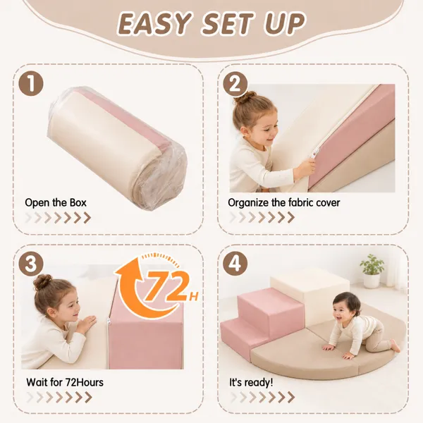 OEM/ODM Custom PU Leather Kids Foam Climbing Blocks for Toddler Crawling High Density Sponge photo-2