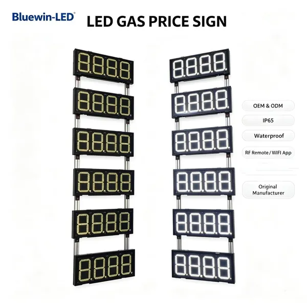 Tablero de visualización de precios de gas LED con formato 8.88 88.88 888.88