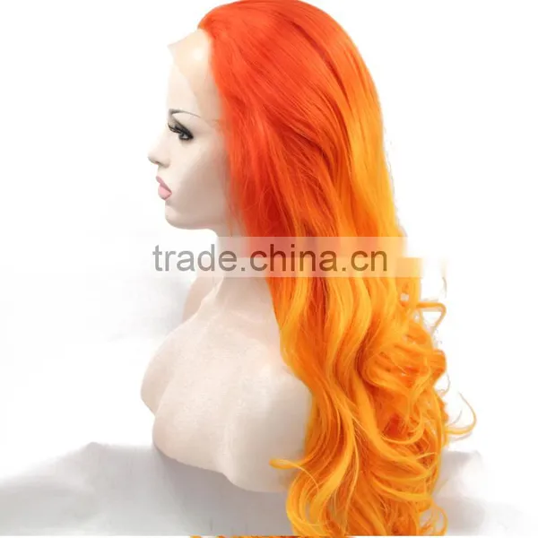 Top Quality Colored Long Style Synthetic Wig Body Wave Lace Front Wig photo-3