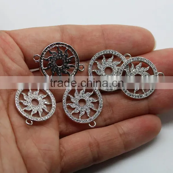CZ6451 Cubic Zirconia Flower Shaped Bracelet Charm Connector photo-2
