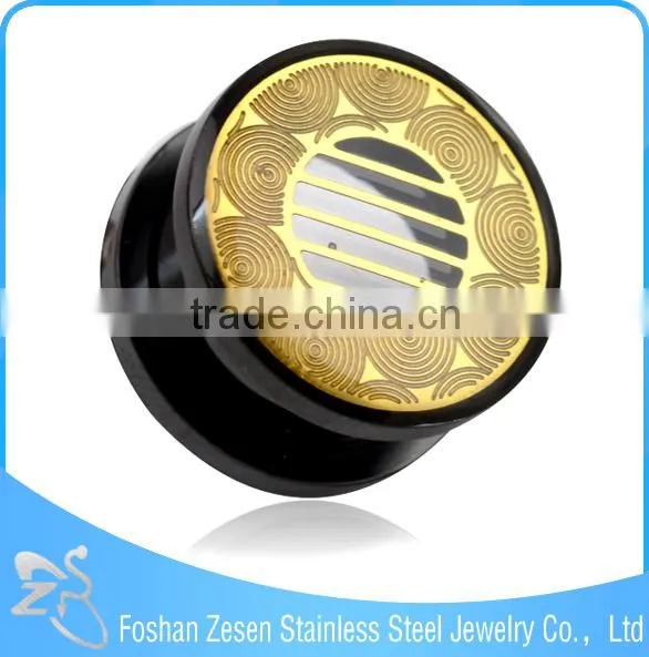 TP011436 Hot Fashion Piercing Surgical Steel Black Lotus Ear Plugs in Body Jewelry photo-2