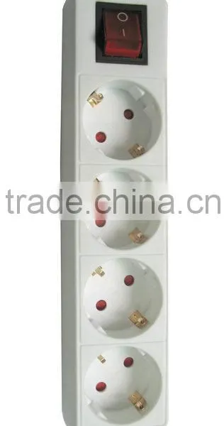 4way German Socket Surge Protector With Schuko Plug photo-2
