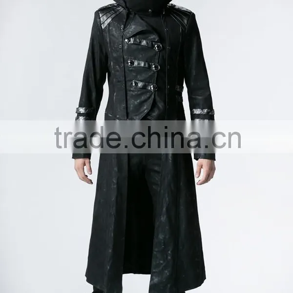 Y-364 Top Sale Stylish Black Men Gothic Long Winter Coat photo-6