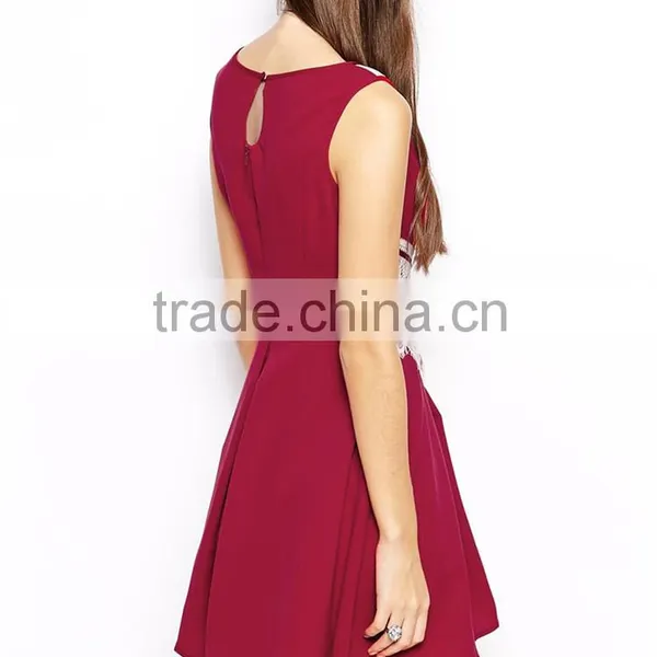 Elegant Red Sleeveless Applique Lace Design Short Puffy Homecoming Dress photo-5