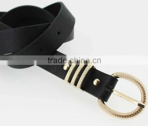 Fashion Black pu Leather Women Accessories Belt With Gold Buckles in YiWu photo-3