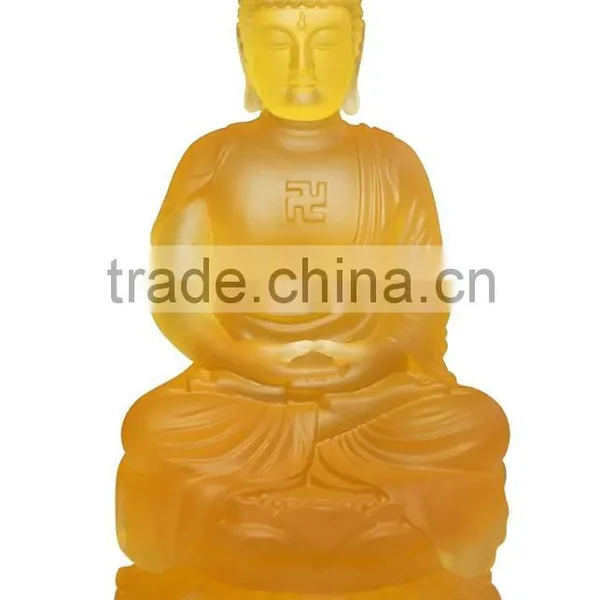 Gold Ingot Buddha Buddhism Lobby Decoration Colored Glaze Liuli photo-4