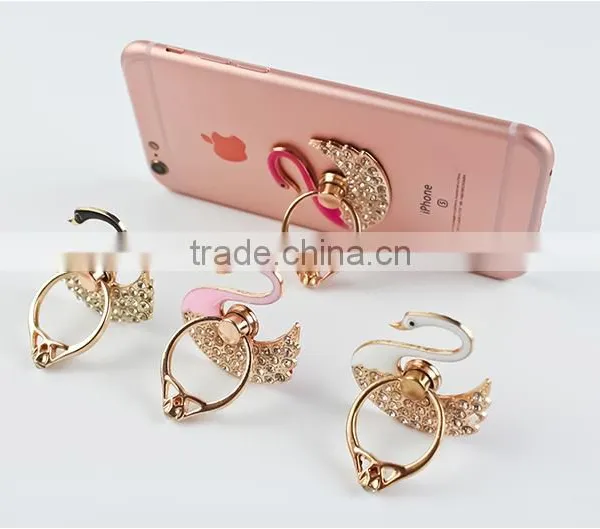 Samco Luxury Crystal Swan Universal 360 Degrees Ring Grip/Stand Holder for Any IPhone, Galaxy and Smartphones/Tablet Device photo-4