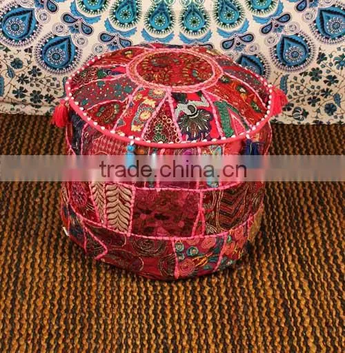 Ethnic Poof Indian Pouf Ottoman Storage Pouf Cover Footstool Bohemian Gypsy Decor photo-5