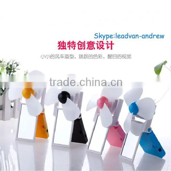 New Creative USB and Battery Dual USE Handheld Mini Mirror USB Fan photo-4