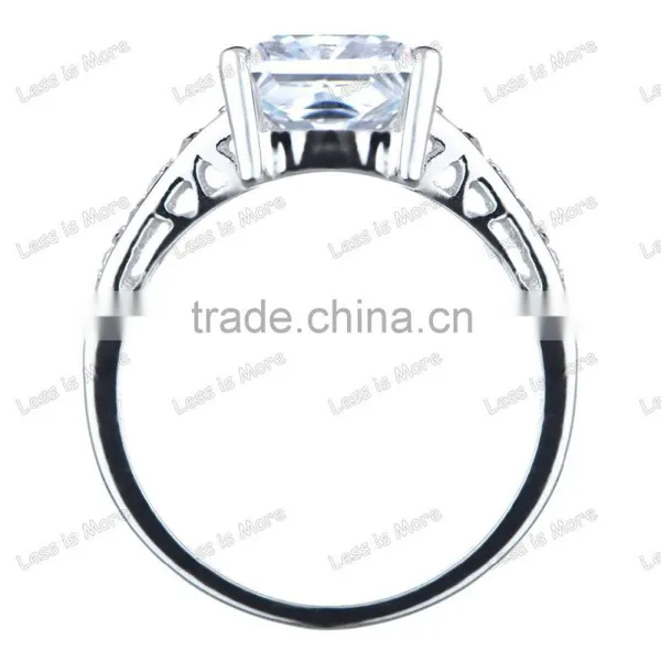 Silver Promise Ring - Clear Princess Cut Big CZ Stone With Colorful Diamond photo-4