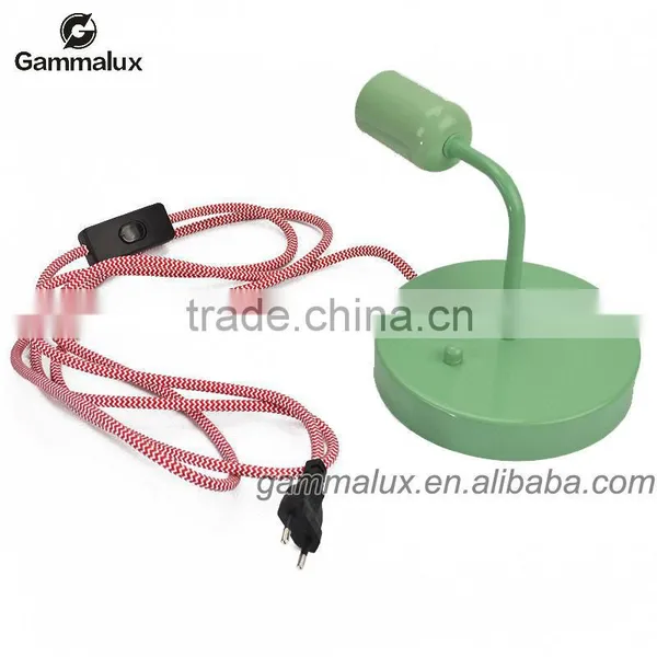 New Design Wall Lamp, Green Wall Light With Braided Wire Power Cord