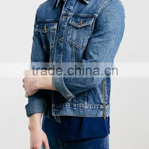 MEN'S MID WASH ZIP DETAIL DENIM WESTERN JACKET photo-2
