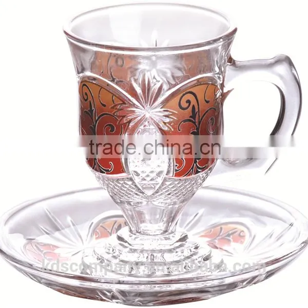 Glass Cup Set, High Quality Coffee Set, Bulk Tea Cups and Saucers Cheap photo-3