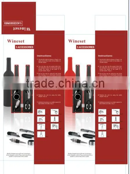 Creative Black Color Novel Wine Bottle Box Wine Stopper Set Accessories for Sale photo-5