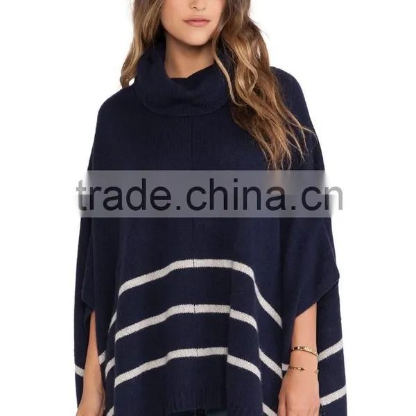 Ladies Striped Turtleneck Pullover Sweater photo-4