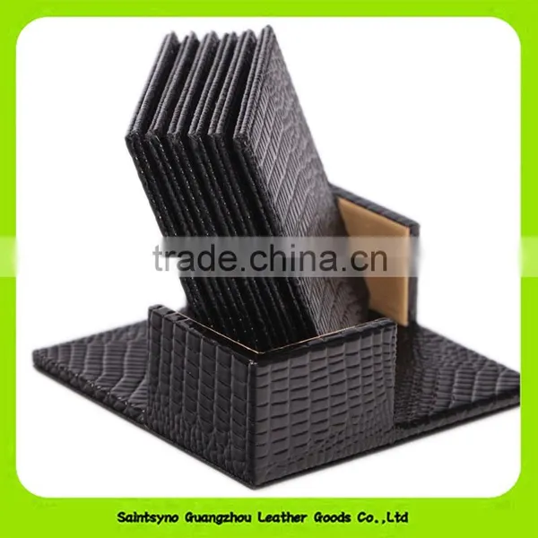 China Supplier Economic Square Pu Leather Coaster Wholesales Price 16035 photo-3