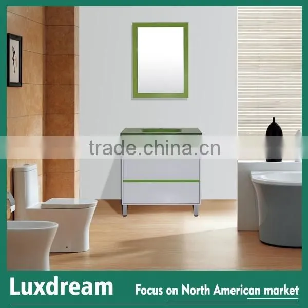 Free Standing Simple MDF Bathroom Vanity With Single Glass Sink