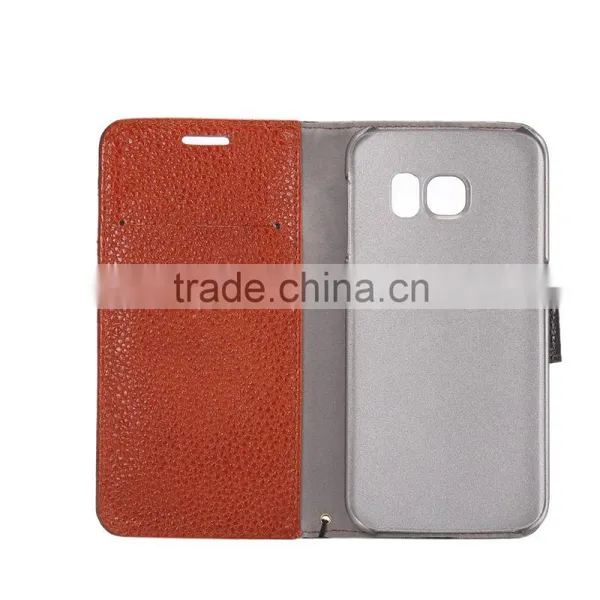 New Arrival Color Matching Genuine Leather Wallet Case For Samsung Galaxy S6 Edge photo-5
