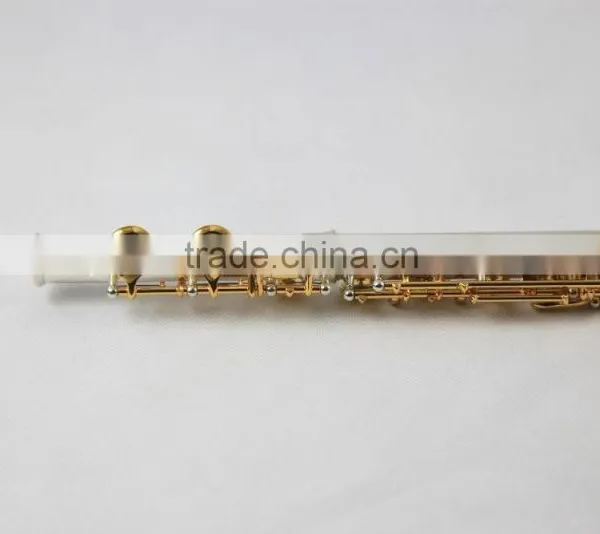 16 Close Holes Silver Plated Body Gold Lacquer Keys Flute photo-3