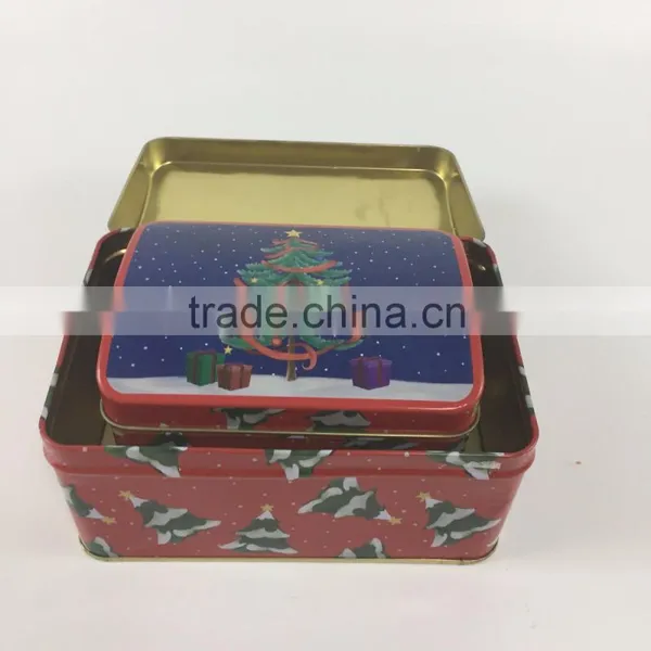 2017 New Design Custom Printed Small Square Tin Gift Box Can 2pc Set photo-5