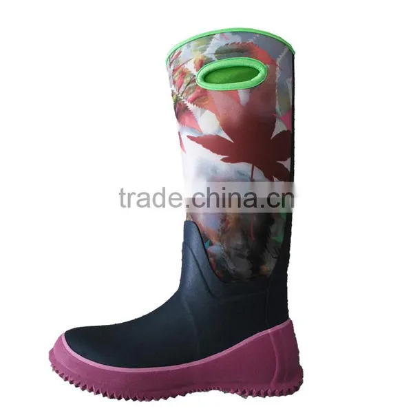 Ladies Vintage Long Patterned Rubber Boots photo-4