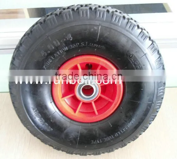 12" x 4.00-4 Pneumatic Air Wheels Tyre With Red Plastic Rim Ball Bearing 20mm photo-2